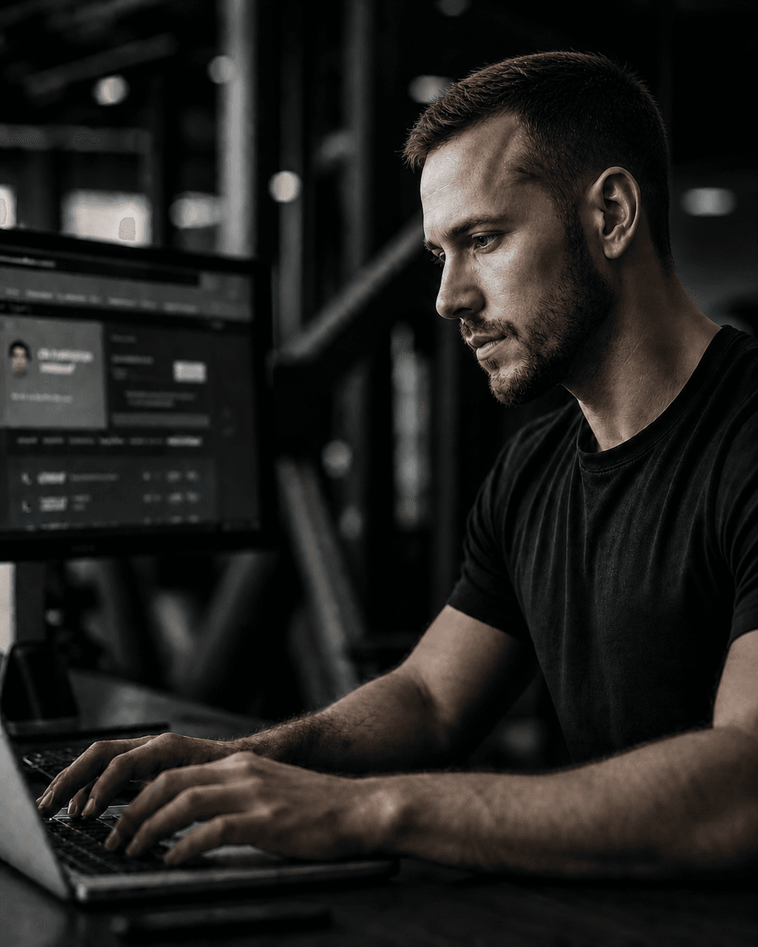 A gym owner working in the admin panel