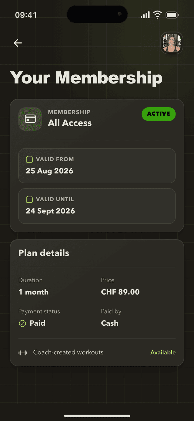 A membership in the member app